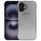 For iPhone 16 Plus Electroplating Frameless Frosted Anti-Glare PC MagSafe Phone Case(Titanium Gray) - 1