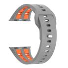 For Apple Watch 46mm / 49mm / 45mm / 44mm Dual-row Breathable Silicone Watch Band(Grey Orange) - 2