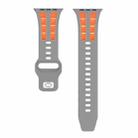For Apple Watch 46mm / 49mm / 45mm / 44mm Dual-row Breathable Silicone Watch Band(Grey Orange) - 3