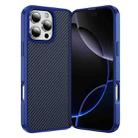 For iPhone 16 Pro Max Carbon Fiber Texture Skin-feel Acrylic TPU Phone Case(Blue) - 1