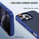 For iPhone 16 Pro Max Carbon Fiber Texture Skin-feel Acrylic TPU Phone Case(Blue) - 3