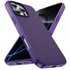 For iPhone 16 Pro Max Carbon Fiber Texture Skin-feel Acrylic TPU Phone Case(Purple) - 2