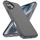 For iPhone 16 Plus Carbon Fiber Texture Skin-feel Acrylic TPU Phone Case(Grey) - 2