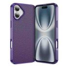 For iPhone 16 Plus Carbon Fiber Texture Skin-feel Acrylic TPU Phone Case(Purple) - 1