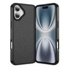 For iPhone 16 Carbon Fiber Texture Skin-feel Acrylic TPU Phone Case(Black) - 1