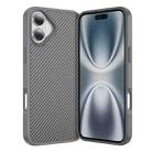For iPhone 16 Carbon Fiber Texture Skin-feel Acrylic TPU Phone Case(Grey) - 1