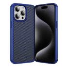 For iPhone 15 Pro Carbon Fiber Texture Skin-feel Acrylic TPU Phone Case(Blue) - 1