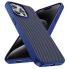For iPhone 15 Pro Carbon Fiber Texture Skin-feel Acrylic TPU Phone Case(Blue) - 2