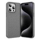 For iPhone 15 Pro Carbon Fiber Texture Skin-feel Acrylic TPU Phone Case(Grey) - 1