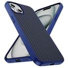 For iPhone 15 Plus Carbon Fiber Texture Skin-feel Acrylic TPU Phone Case(Blue) - 2