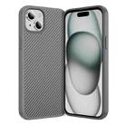 For iPhone 15 Plus Carbon Fiber Texture Skin-feel Acrylic TPU Phone Case(Grey) - 1