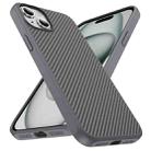 For iPhone 15 Plus Carbon Fiber Texture Skin-feel Acrylic TPU Phone Case(Grey) - 2
