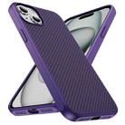 For iPhone 15 Plus Carbon Fiber Texture Skin-feel Acrylic TPU Phone Case(Purple) - 2
