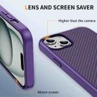 For iPhone 15 Plus Carbon Fiber Texture Skin-feel Acrylic TPU Phone Case(Purple) - 3
