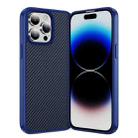 For iPhone 14 Pro Max Carbon Fiber Texture Skin-feel Acrylic TPU Phone Case(Blue) - 1
