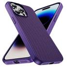 For iPhone 14 Pro Max Carbon Fiber Texture Skin-feel Acrylic TPU Phone Case(Purple) - 2