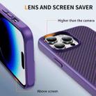 For iPhone 14 Pro Max Carbon Fiber Texture Skin-feel Acrylic TPU Phone Case(Purple) - 3