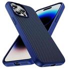 For iPhone 14 Pro Carbon Fiber Texture Skin-feel Acrylic TPU Phone Case(Blue) - 2