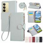 For Realme C75 5G / 14X 5G Round Buckle Zipper Wallet Leather Phone Case with Crossbody Strap(Sky Blue) - 1
