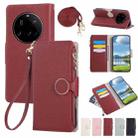 For Xiaomi 15 Ultra Round Buckle Zipper Wallet Leather Phone Case with Crossbody Strap(Red) - 1