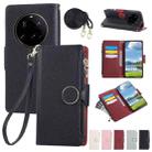 For Xiaomi 15 Ultra Round Buckle Zipper Wallet Leather Phone Case with Crossbody Strap(Black) - 1