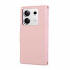 For Redmi Note 13 5G Round Buckle Zipper Wallet Leather Phone Case with Crossbody Strap(Pink) - 3