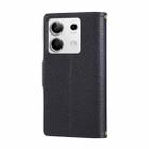 For Redmi Note 13 5G Round Buckle Zipper Wallet Leather Phone Case with Crossbody Strap(Black) - 3