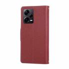 For Redmi Note 12 Pro 5G Round Buckle Zipper Wallet Leather Phone Case with Crossbody Strap(Red) - 3