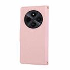 For Redmi 14C 5G Round Buckle Zipper Wallet Leather Phone Case with Crossbody Strap(Pink) - 3