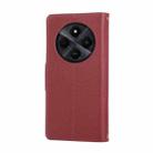 For Redmi 14C 5G Round Buckle Zipper Wallet Leather Phone Case with Crossbody Strap(Red) - 3