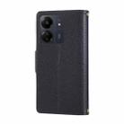 For Redmi 13C Round Buckle Zipper Wallet Leather Phone Case with Crossbody Strap(Black) - 3