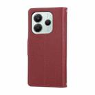 For Redmi Note 14 5G Round Buckle Zipper Wallet Leather Phone Case with Crossbody Strap(Red) - 3