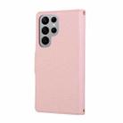 For Samsung Galaxy S22 Ultra 5G Round Buckle Zipper Wallet Leather Phone Case with Crossbody Strap(Pink) - 3