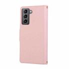 For Samsung Galaxy S21 5G Round Buckle Zipper Wallet Leather Phone Case with Crossbody Strap(Pink) - 3