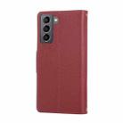 For Samsung Galaxy S21 5G Round Buckle Zipper Wallet Leather Phone Case with Crossbody Strap(Red) - 3