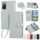 For Samsung Galaxy S20 FE Round Buckle Zipper Wallet Leather Phone Case with Crossbody Strap(Sky Blue) - 1