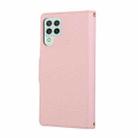 For Samsung Galaxy A22 4G Round Buckle Zipper Wallet Leather Phone Case with Crossbody Strap(Pink) - 3