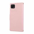 For Samsung Galaxy A22 5G Round Buckle Zipper Wallet Leather Phone Case with Crossbody Strap(Pink) - 3