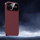 For iPhone 14 Soft Armor Cooling Plain Leather Hybrid PC Phone Case(Red) - 1