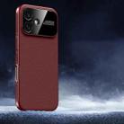 For iPhone 16 Soft Armor Cooling Plain Leather Hybrid PC Phone Case(Red) - 1