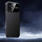 For iPhone 16 Soft Armor Cooling Plain Leather Hybrid PC Phone Case(Black) - 1