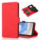 For OnePlus 7T Retro Magnetic Closing Clasp Horizontal Flip Leather Case with Holder & Card Slots & Photo Frame & Wallet(Red) - 1