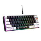 HXSJ V700WB Wired RGB Backlit Membrane Keyboard 61 Key Caps, Cable Length: 1.7m(White Black Print) - 2