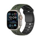 For Apple Watch 46mm / 49mm / 45mm / 44mm Dual-Color Mecha Armor Silicone Watch Band(Army Green Black) - 1