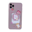 For iPhone 11 Pro Cartoon Pattern Protective Case with Holder(Cat and Girl) - 1