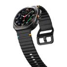 For Samsung Galaxy Watch8 Classic 46mm / Watch8 44mm / 40mm xDfind Wavy Grain Stitched Silicone Watch Band, Size:S(Black) - 3