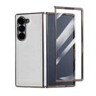 For Samsung Galaxy Z Fold3 5G Bamboo Fiber Texture + Flannel Phone Case with Tempered Film(White) - 1