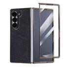For Samsung Galaxy Z Fold3 5G Bamboo Fiber Texture + Flannel Phone Case with Tempered Film(Black) - 1