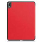 For OnePlus Pad 2 Pro / Pad 3 Custer Texture 3-Fold Holder Leather Smart Tablet Case(Red) - 3