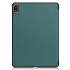 For OnePlus Pad 2 Pro / Pad 3 Custer Texture 3-Fold Holder Leather Smart Tablet Case(Dark Green) - 3